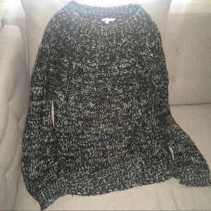 Promesa soft sweater loosely knit see thru crewneck black grey white mul…